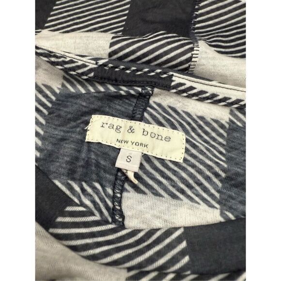 Rag & Bone Women’s Small Checkered Plaid T-Shirt Black & White Sheer - Picture 5 of 6